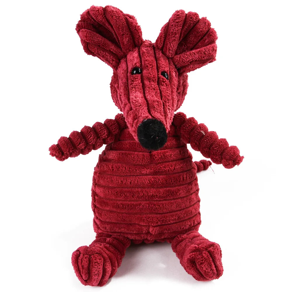 Corduroy Plush Dog Molar Toy with Squeaker