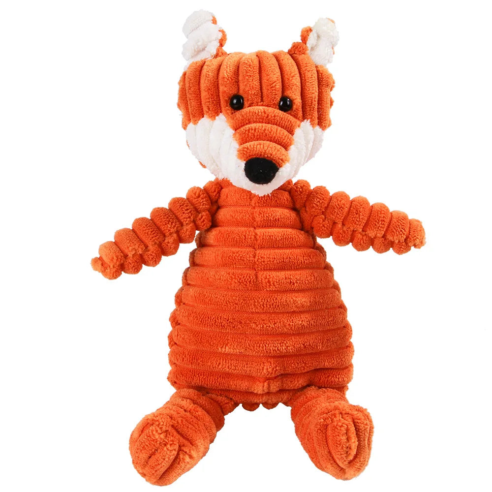 Corduroy Plush Dog Molar Toy with Squeaker