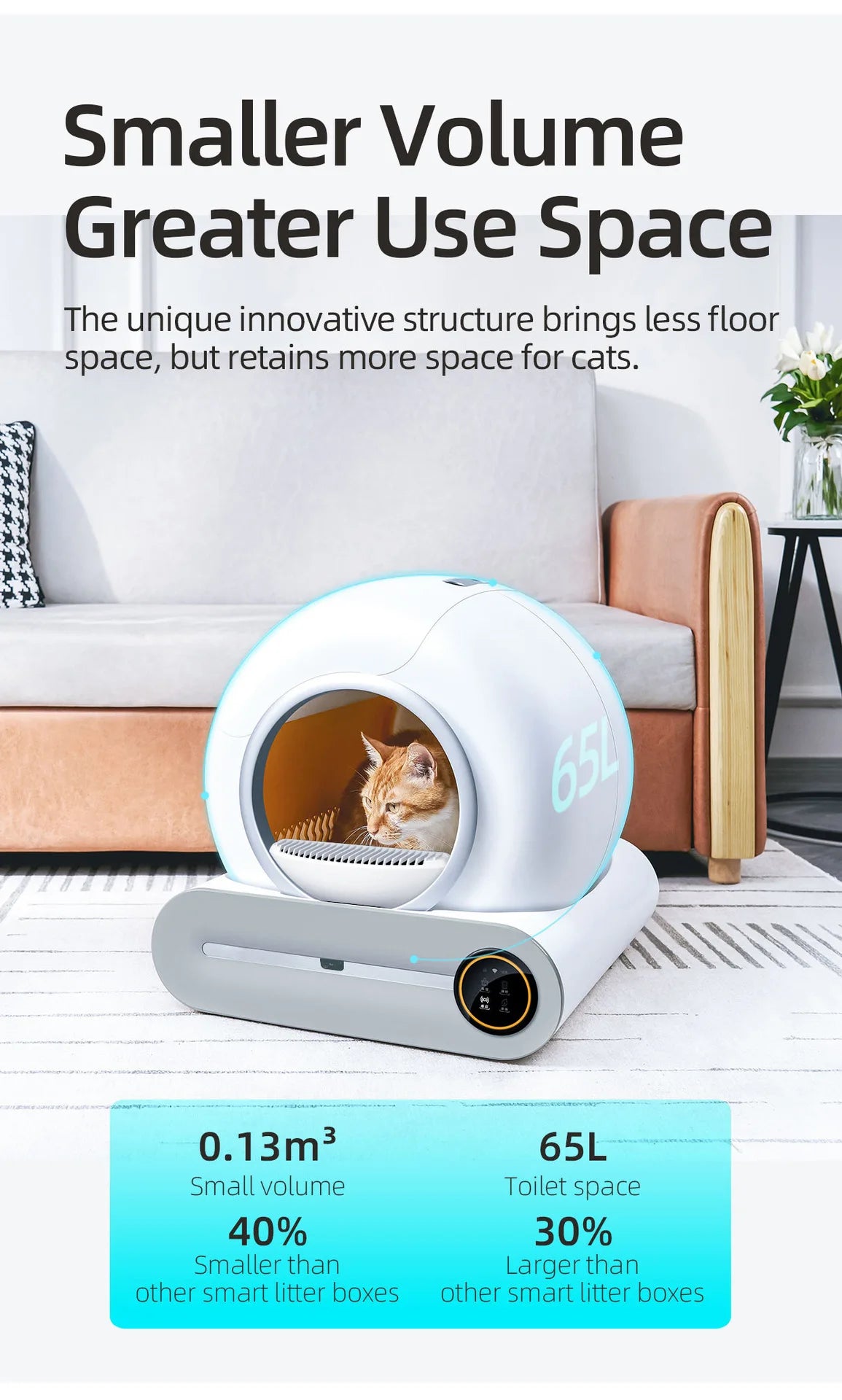 Tonepie 65L Smart Self-Cleaning Litter Box