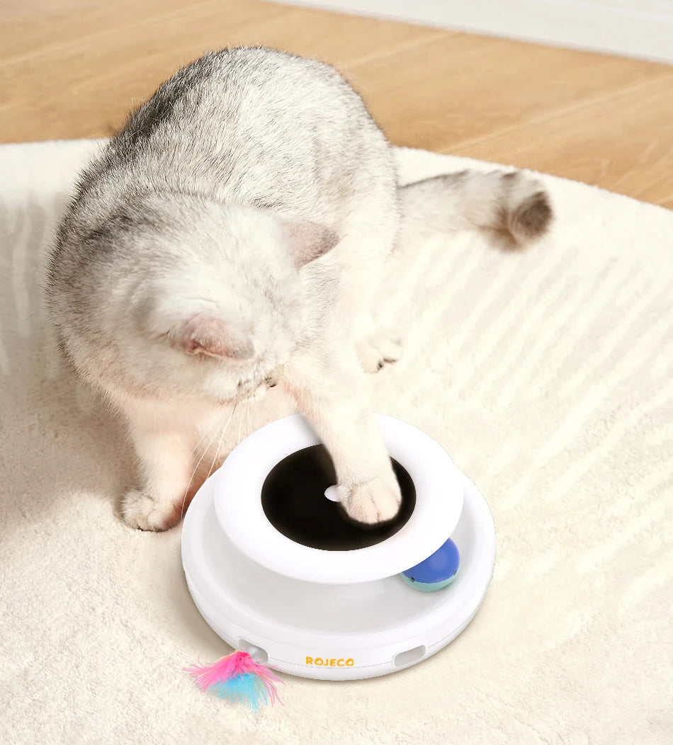 ROJECO 2-in-1 Smart Cat Toy Ball with Feather