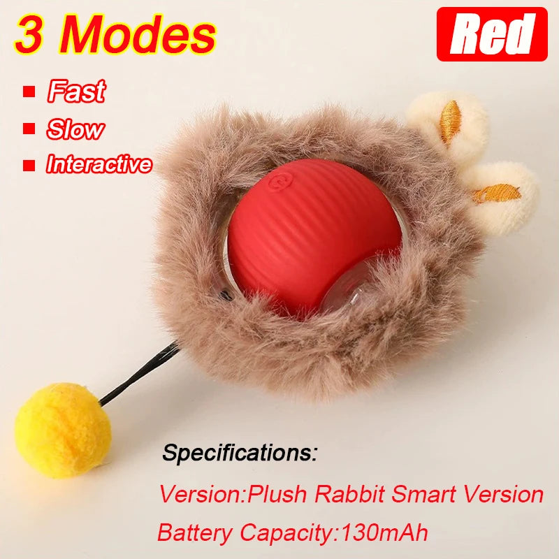 Rechargeable Interactive Cat Ball Toy with Faux Tail