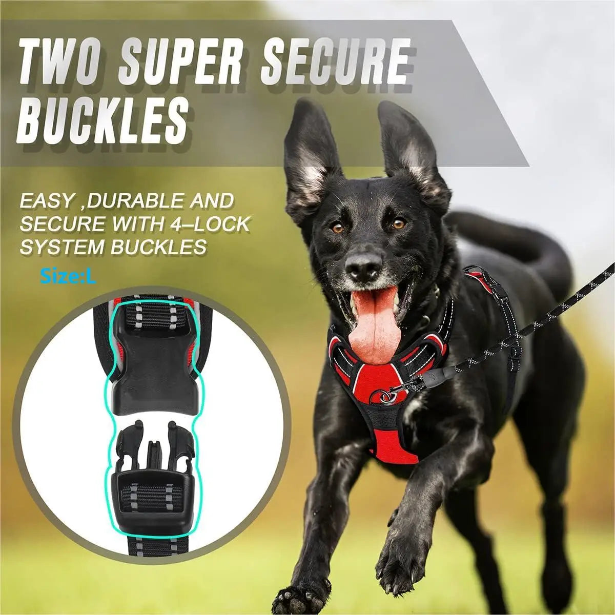 No-Pull Dog Harness – Front Clip, Heavy-Duty, Reflective with Easy Control Handle