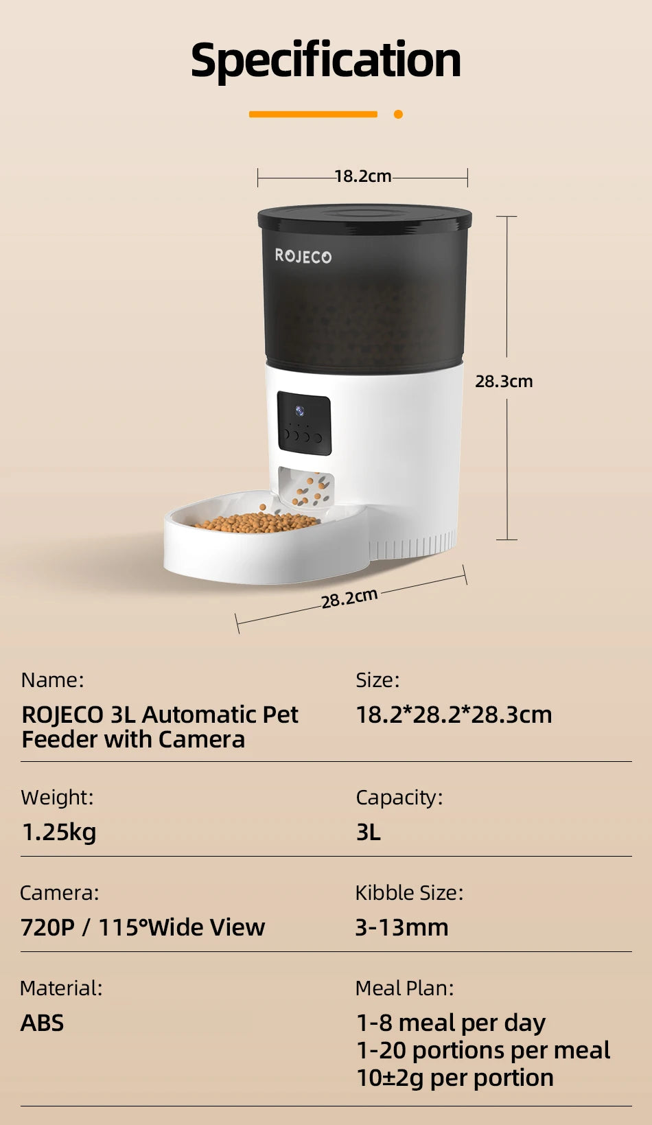 ROJECO Smart Automatic Pet Feeder