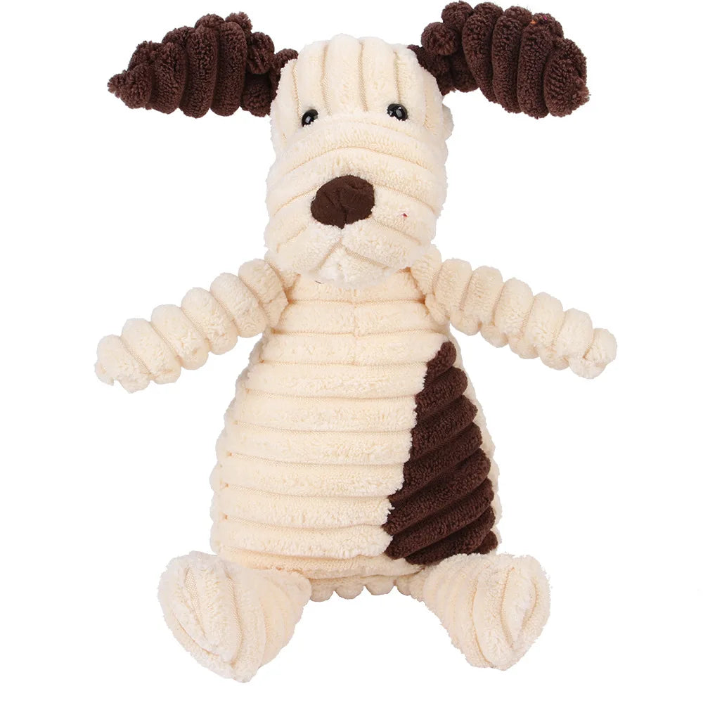 Corduroy Plush Dog Molar Toy with Squeaker