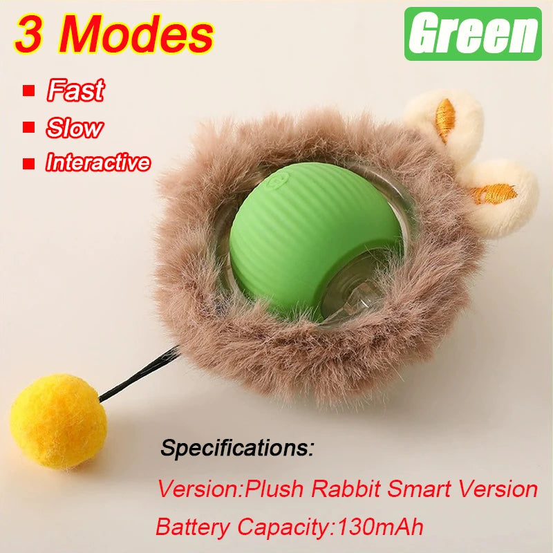 Rechargeable Interactive Cat Ball Toy with Faux Tail