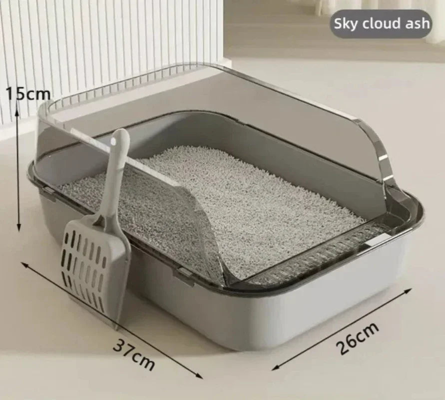 Semi-Enclosed Cat Litter Box