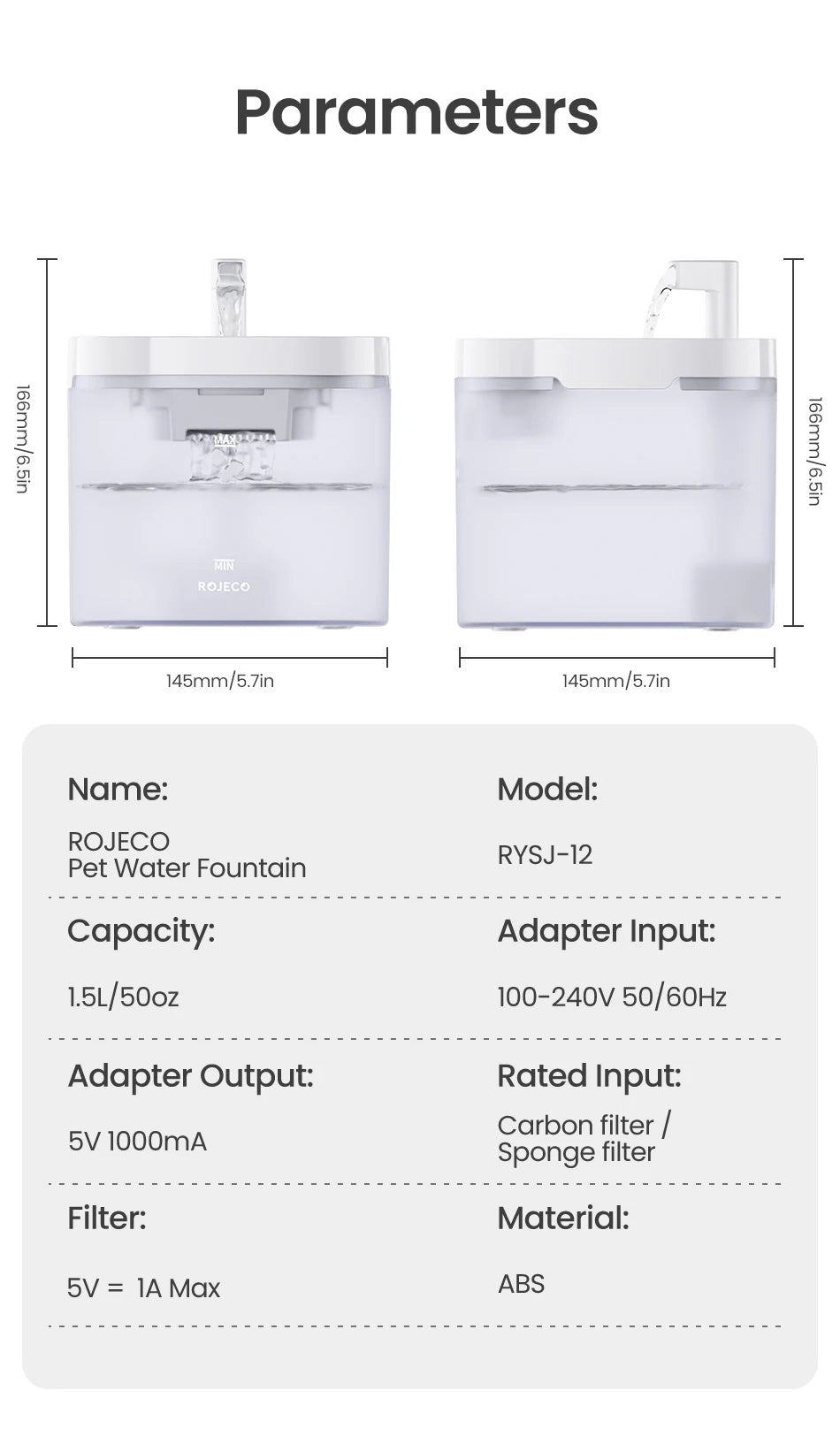 ROJECO Smart Pet Water Fountain