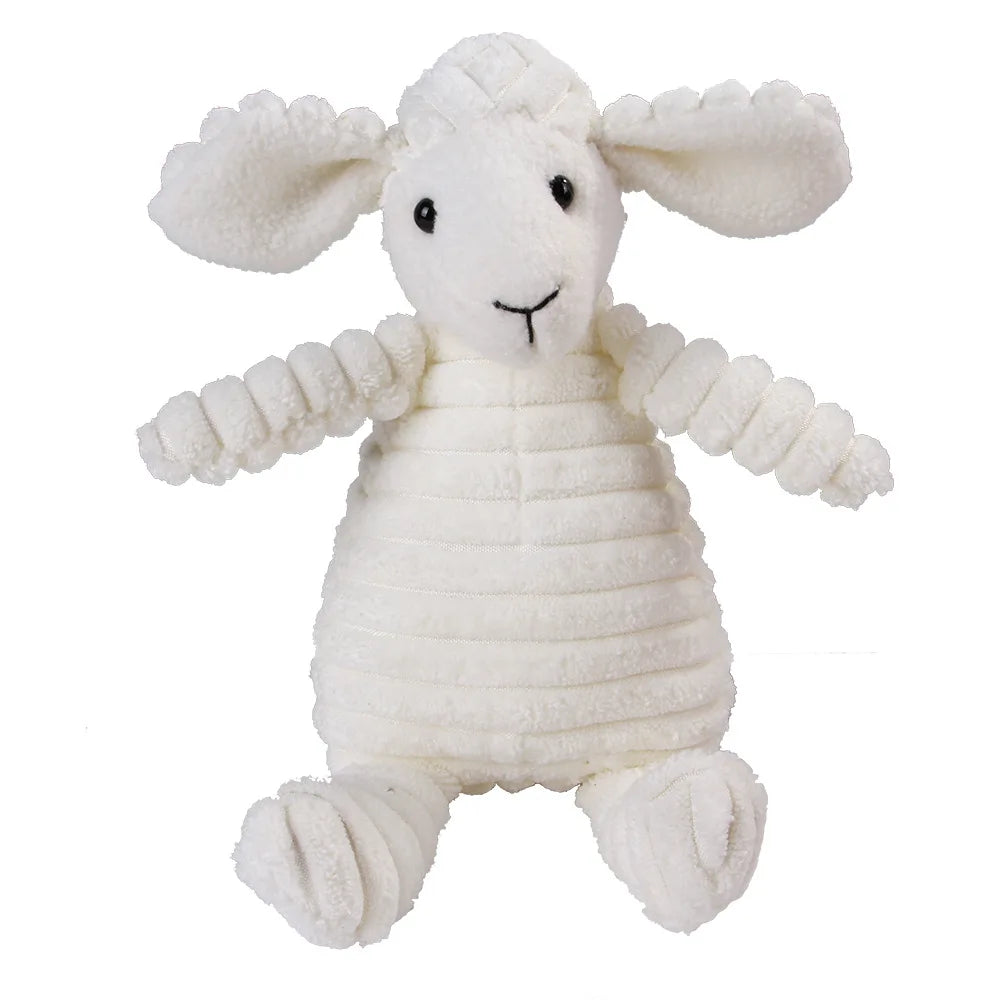 Corduroy Plush Dog Molar Toy with Squeaker