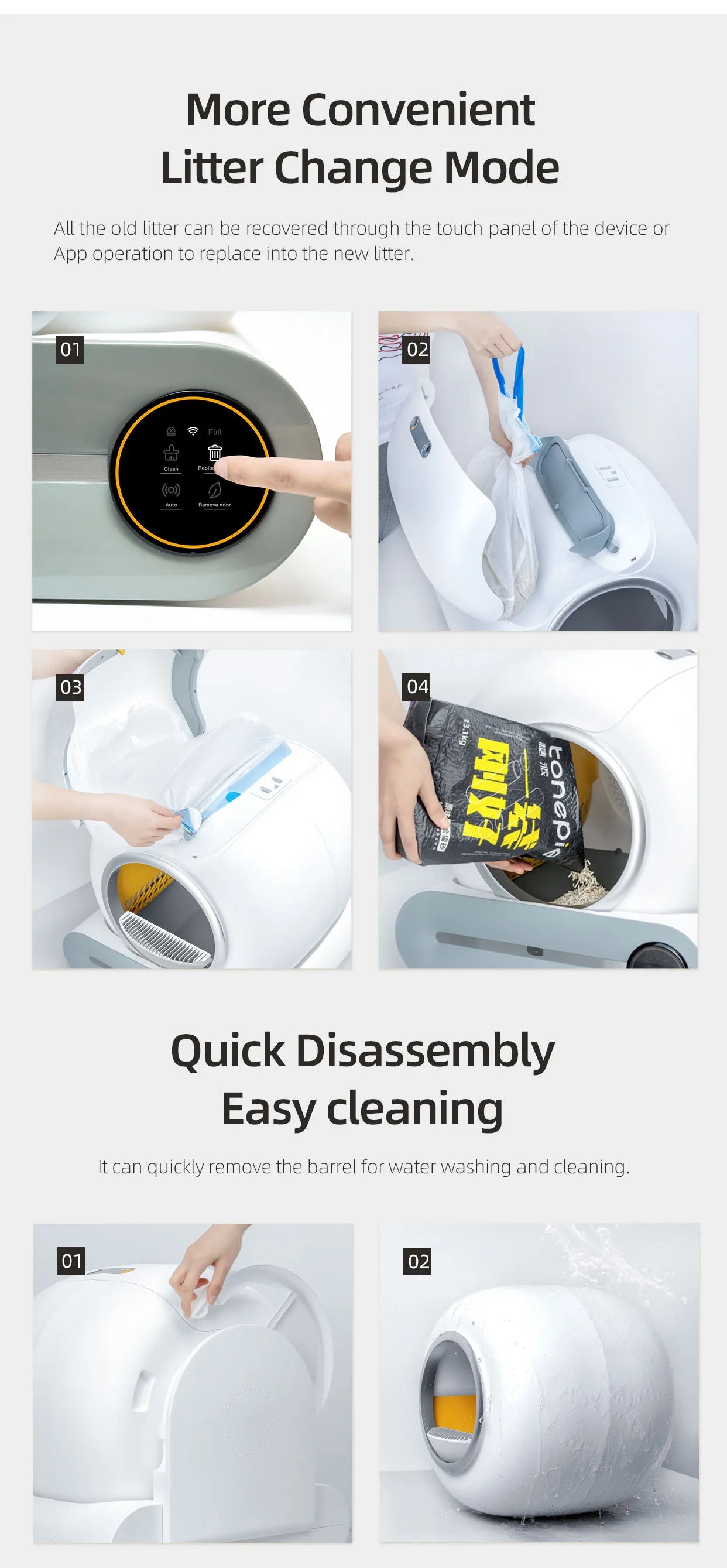 Tonepie 65L Smart Self-Cleaning Litter Box