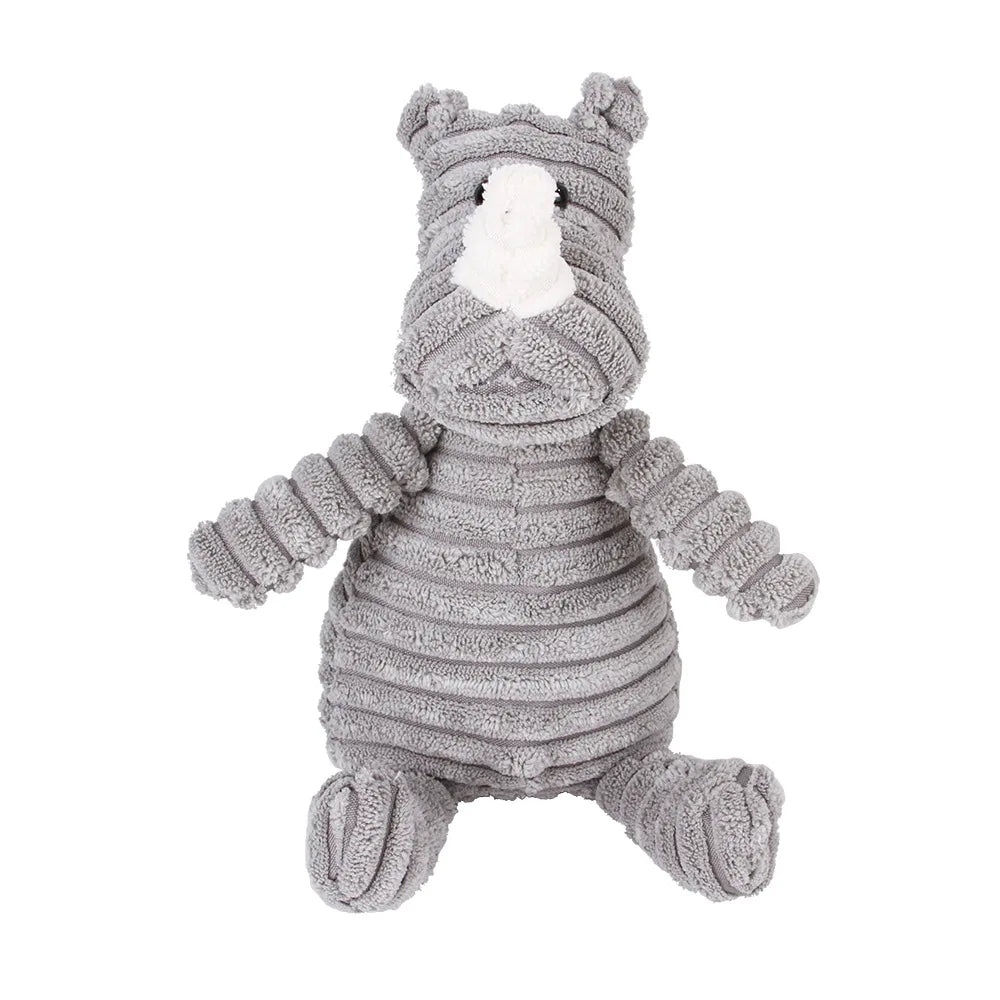 Corduroy Plush Dog Molar Toy with Squeaker