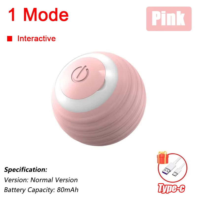 Rechargeable Interactive Cat Ball Toy with Faux Tail