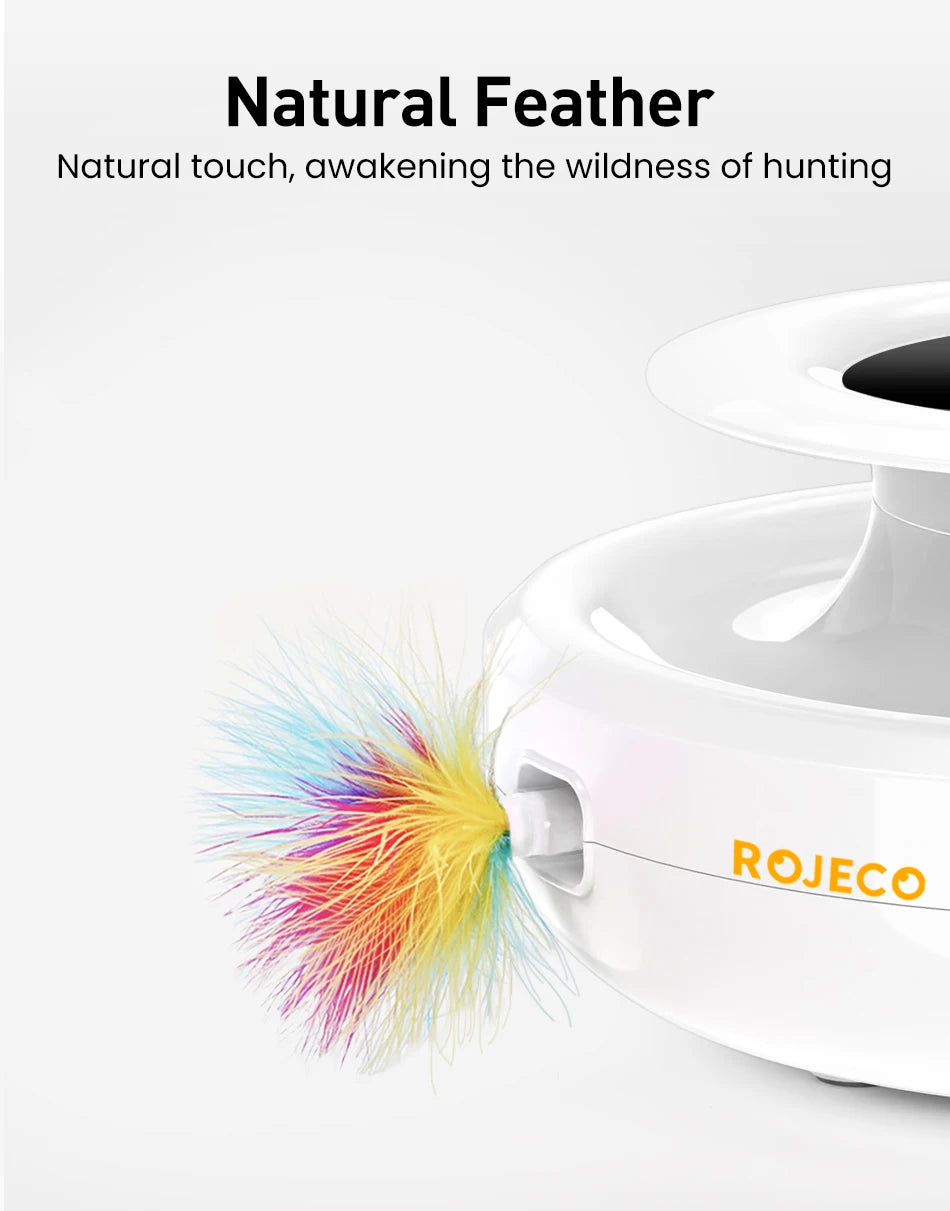ROJECO 2-in-1 Smart Cat Toy Ball with Feather