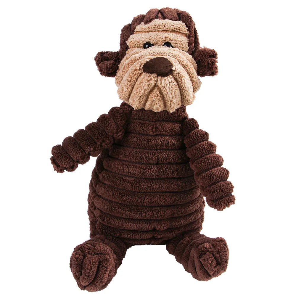Corduroy Plush Dog Molar Toy with Squeaker