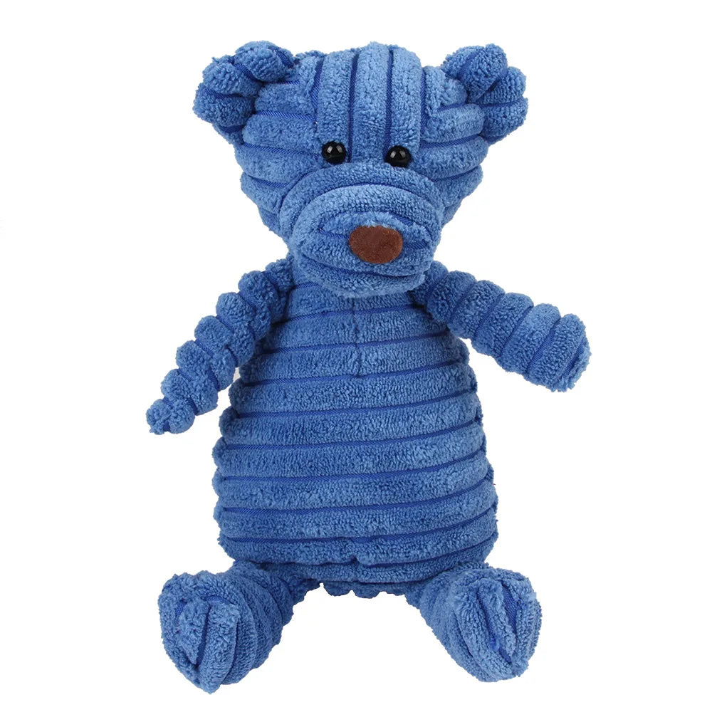 Corduroy Plush Dog Molar Toy with Squeaker