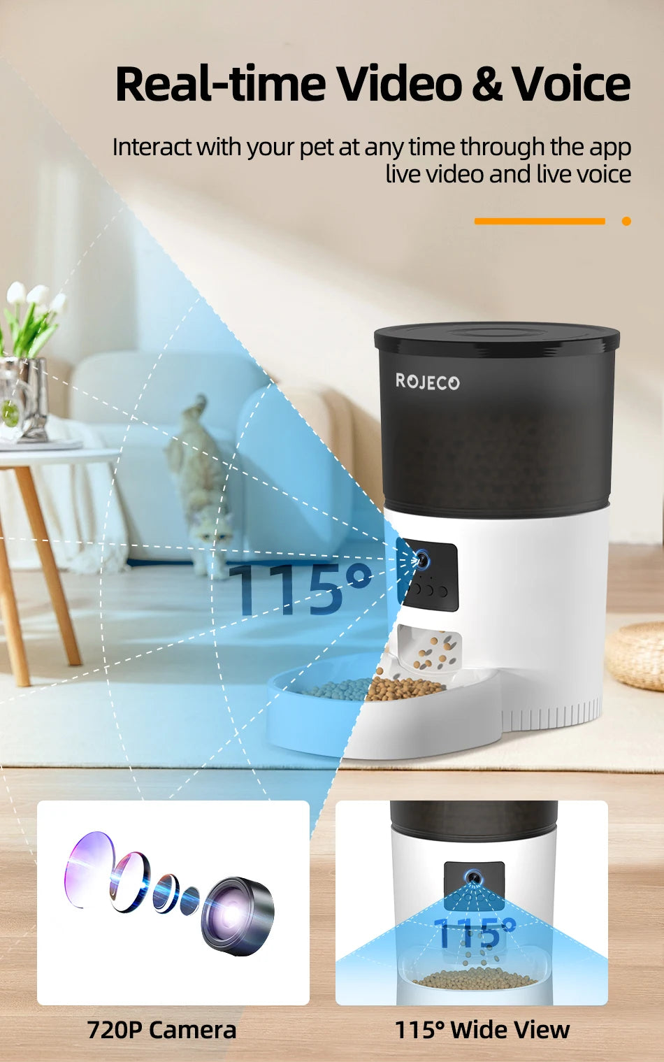 ROJECO Smart Automatic Pet Feeder