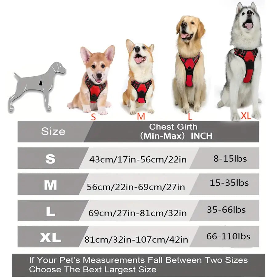 No-Pull Dog Harness – Front Clip, Heavy-Duty, Reflective with Easy Control Handle