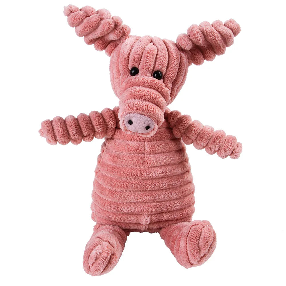 Corduroy Plush Dog Molar Toy with Squeaker