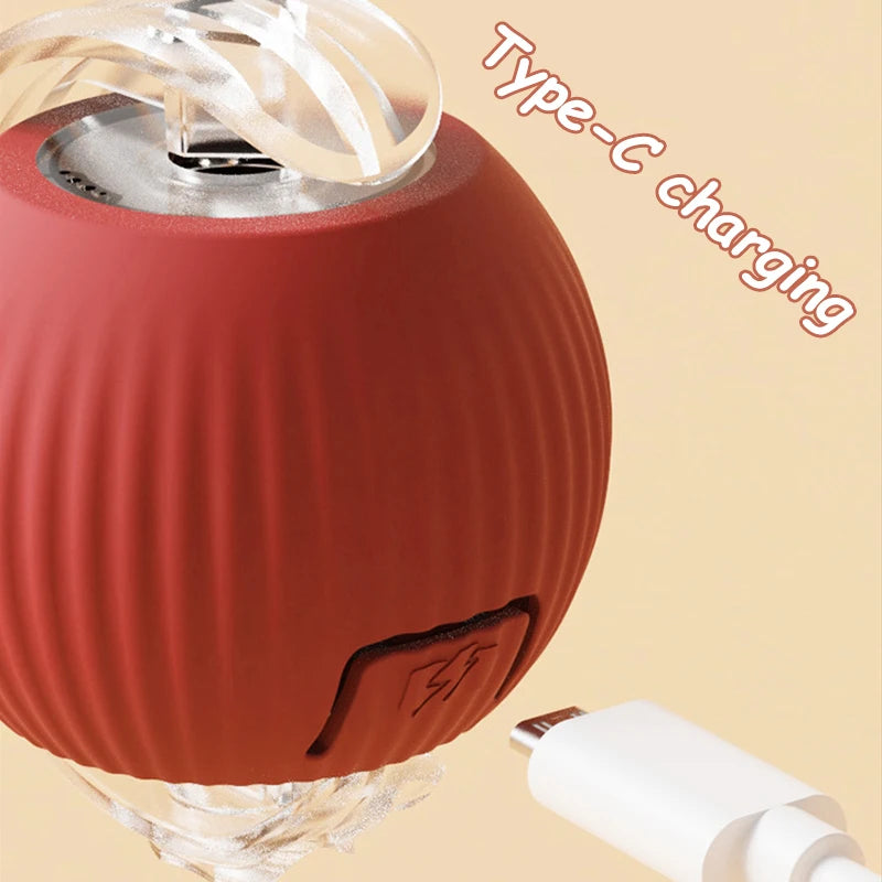 Rechargeable Interactive Cat Ball Toy with Faux Tail