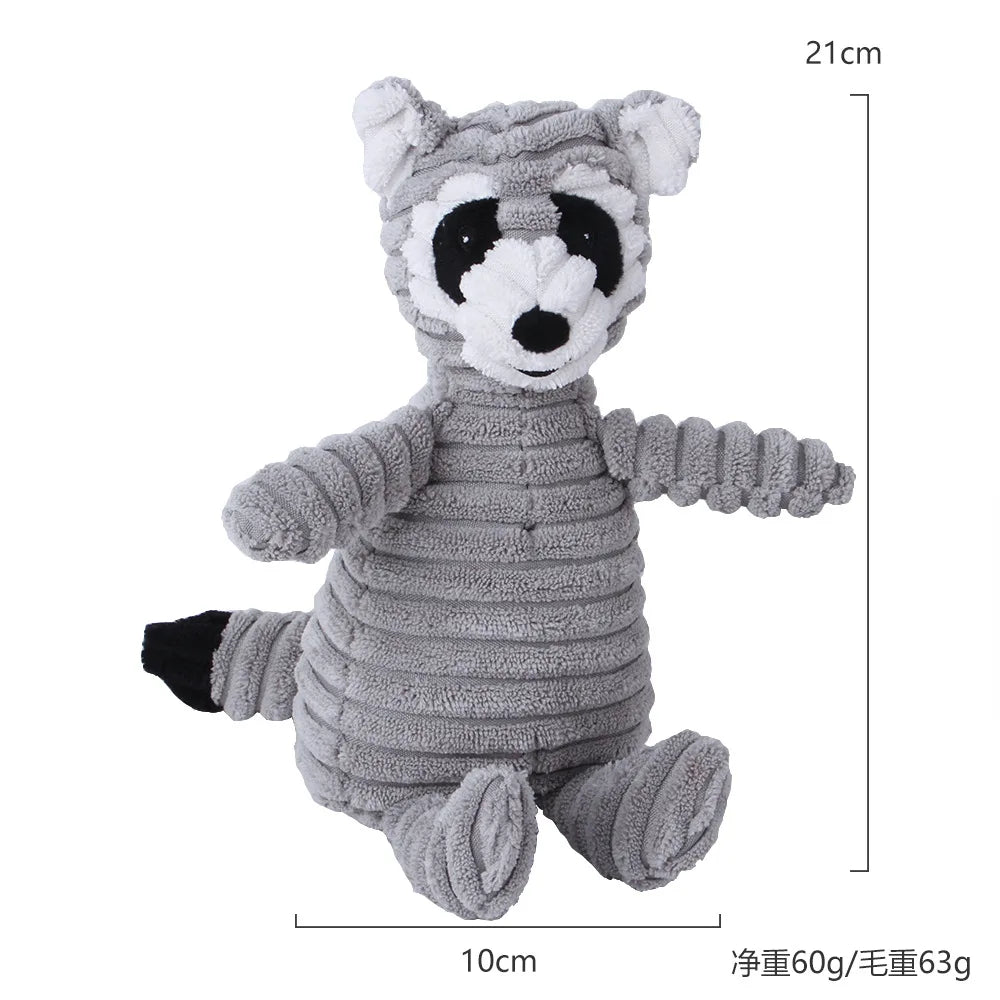 Corduroy Plush Dog Molar Toy with Squeaker