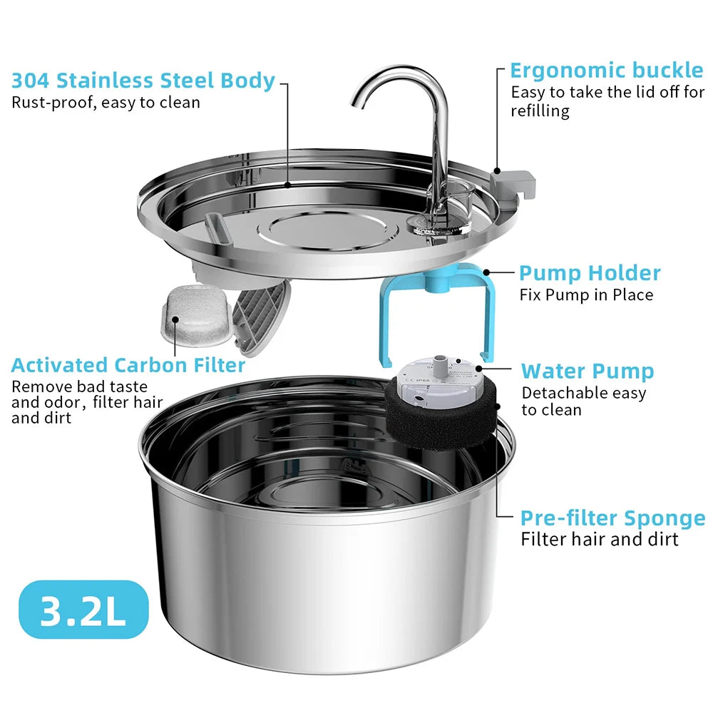 Stainless Steel Smart Pet Water Fountain