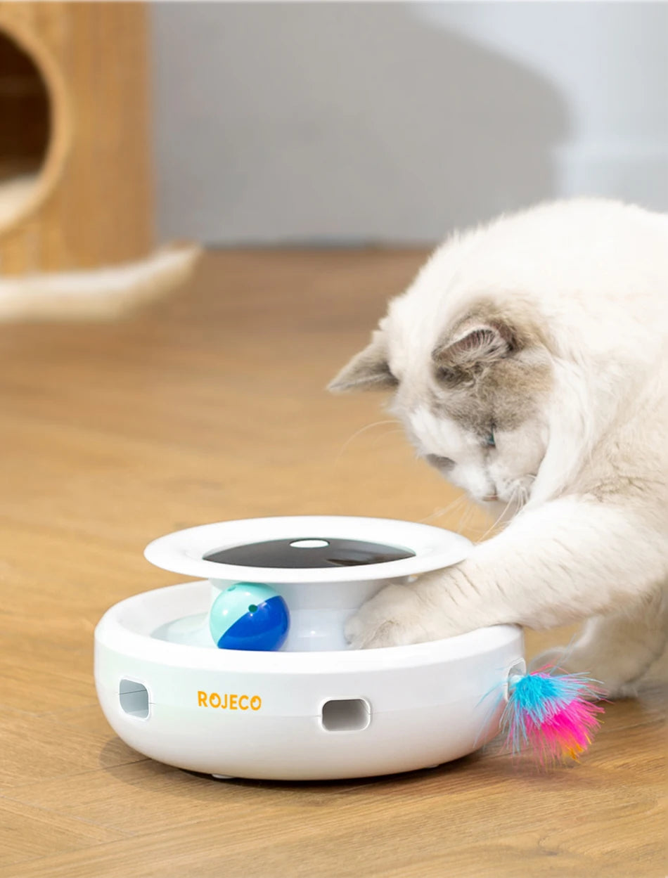 ROJECO 2-in-1 Smart Cat Toy Ball with Feather
