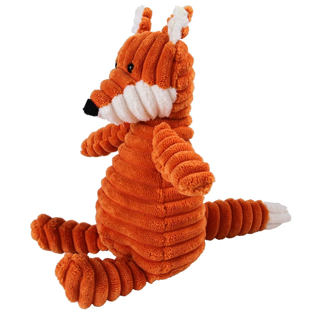 Corduroy Plush Dog Molar Toy with Squeaker