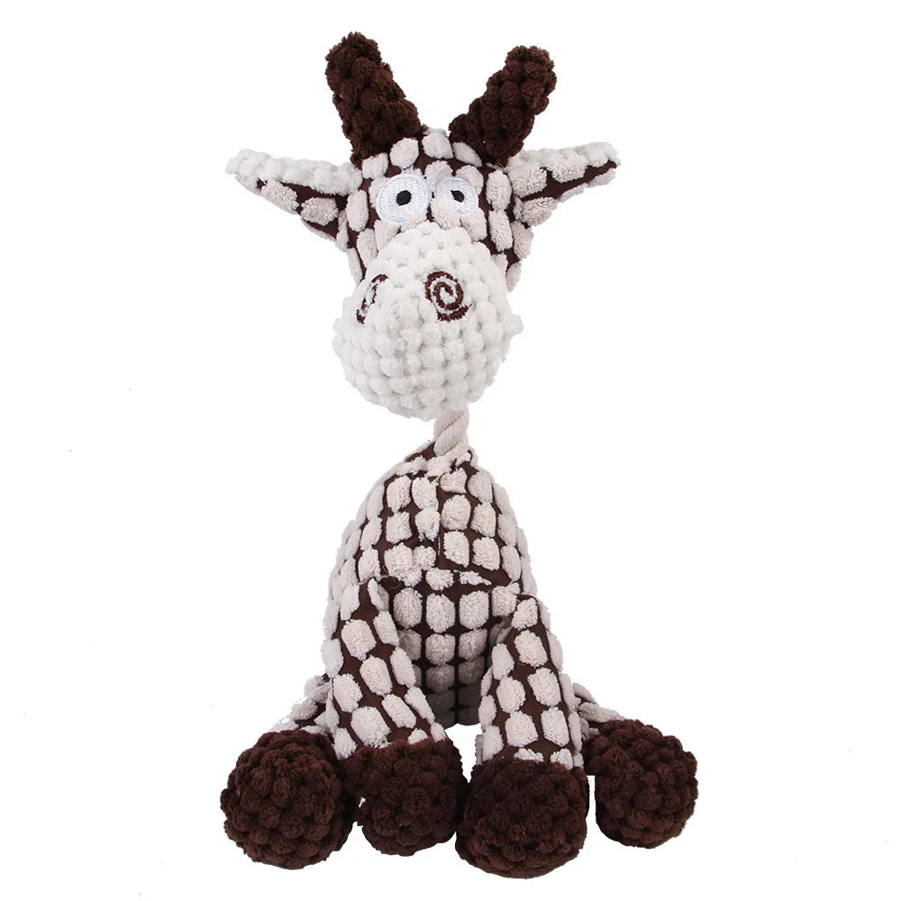 Corduroy Plush Dog Molar Toy with Squeaker