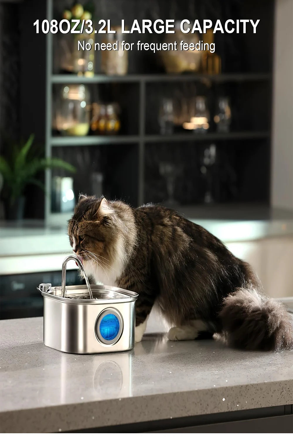 3.2L Smart Stainless Steel Pet Water Feeder