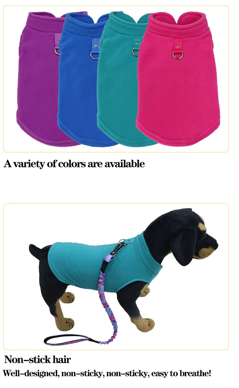 Warm Fleece Dog Jacket with D-Ring