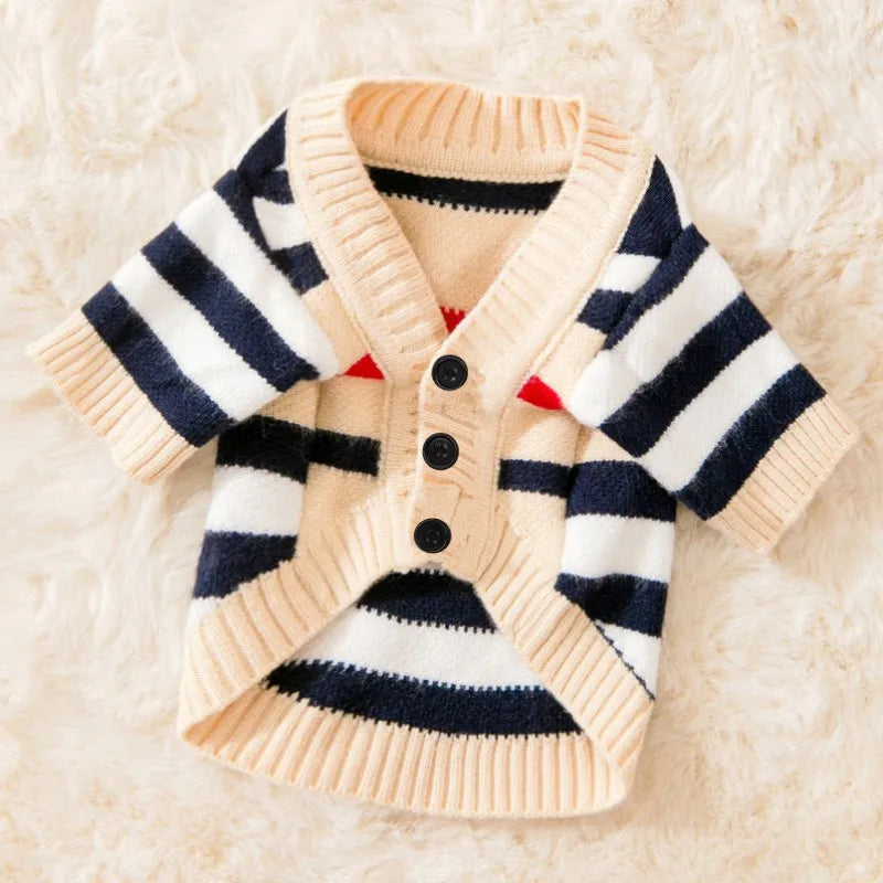 Luxury Striped Cardigan Sweater for Pets