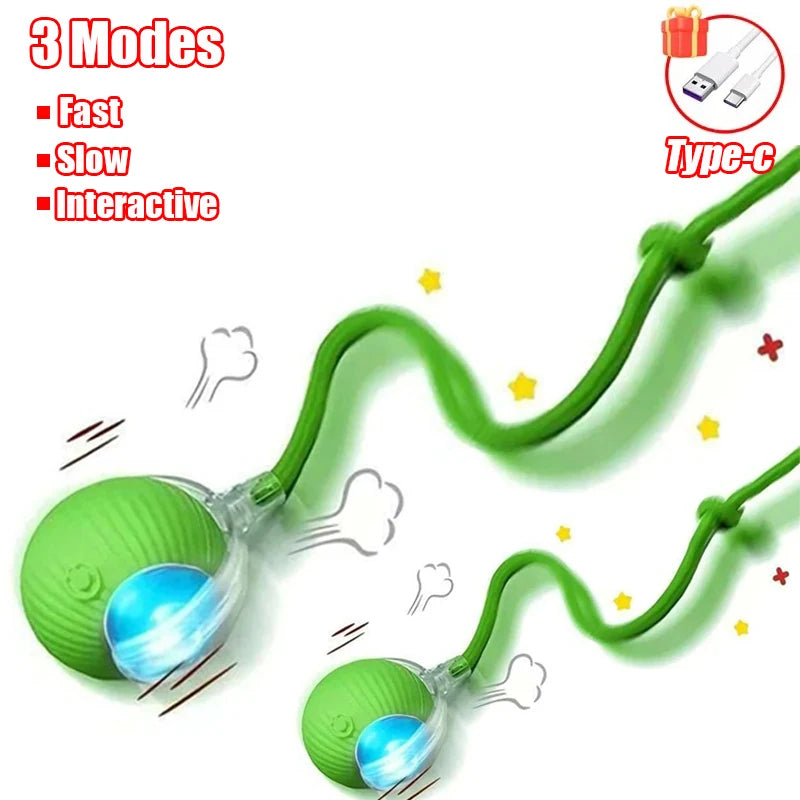 Rechargeable Interactive Cat Ball Toy with Faux Tail