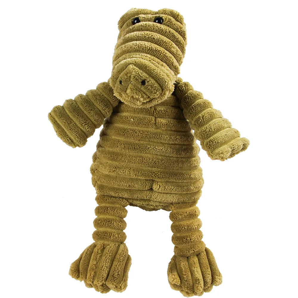 Corduroy Plush Dog Molar Toy with Squeaker
