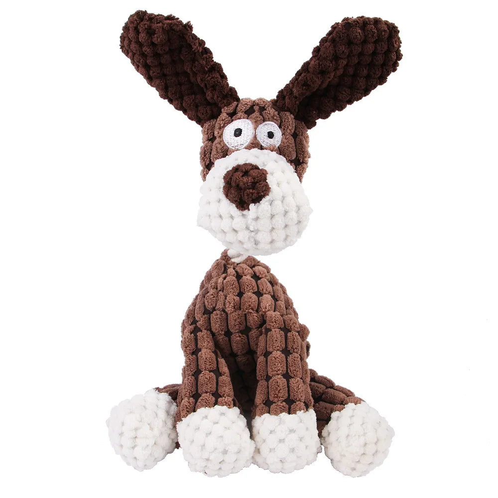 Corduroy Plush Dog Molar Toy with Squeaker