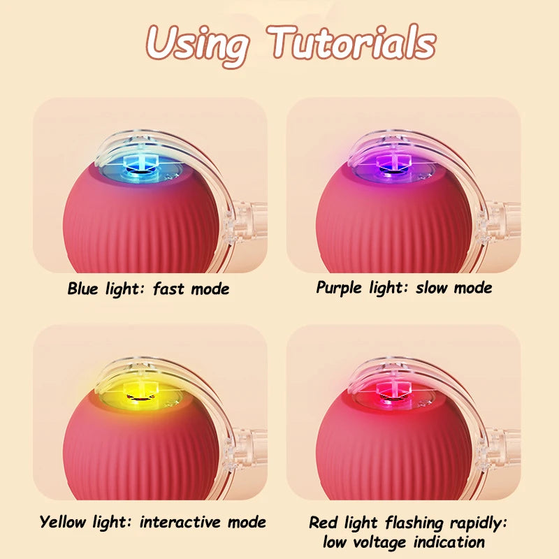 Rechargeable Interactive Cat Ball Toy with Faux Tail