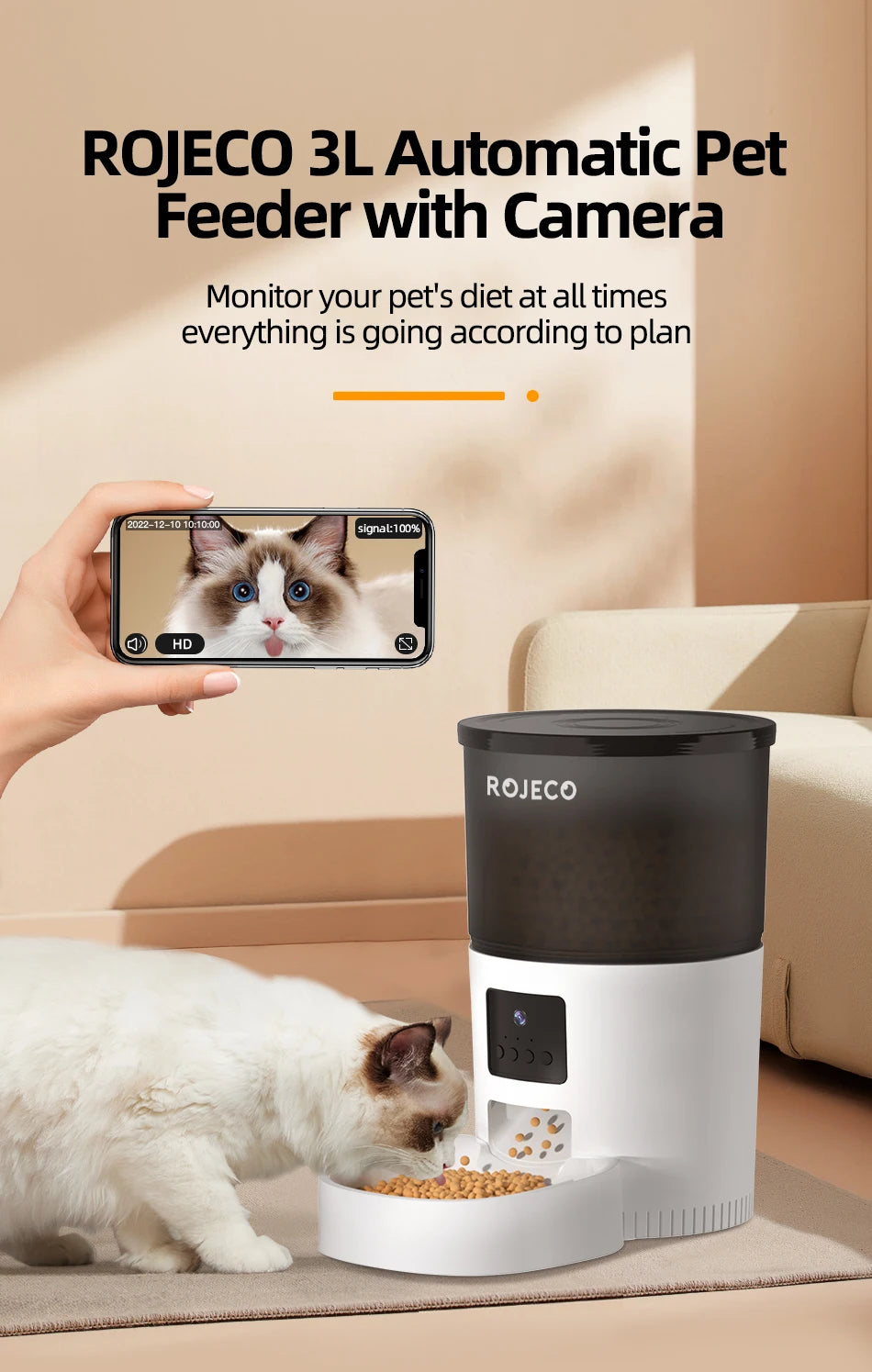 ROJECO Smart Automatic Pet Feeder