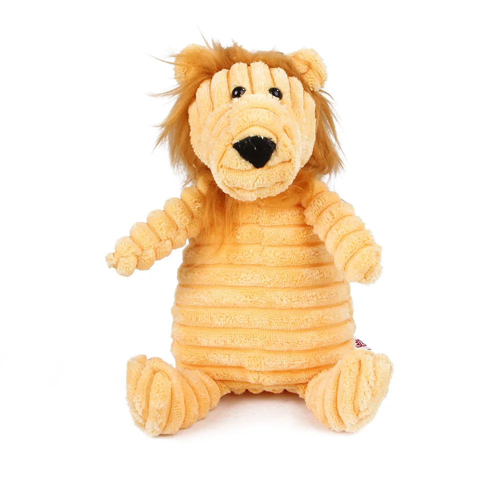 Corduroy Plush Dog Molar Toy with Squeaker