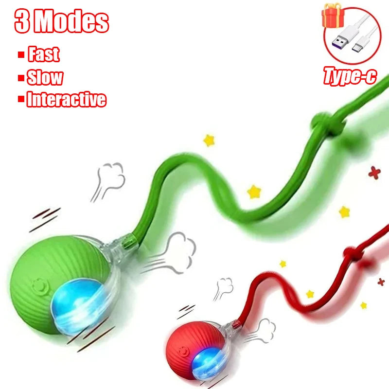 Rechargeable Interactive Cat Ball Toy with Faux Tail