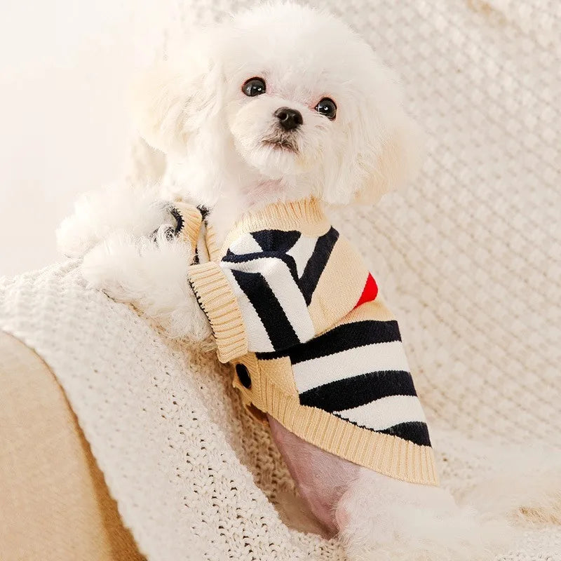 Luxury Striped Cardigan Sweater for Pets