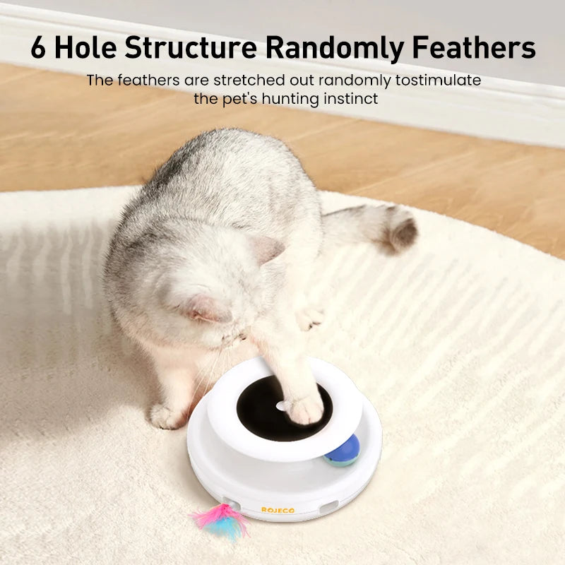 ROJECO 2-in-1 Smart Cat Toy Ball with Feather